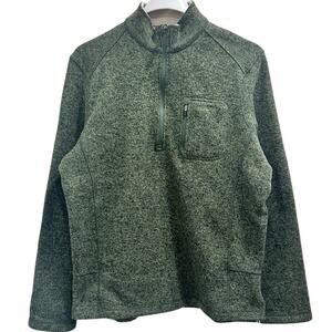 Woolrich Green Heather Quarter Zip Fleece Sweater Outdoor Hiking Gorpcore Cozy